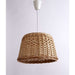 HAND CRAFTED - Elegant Hand Crafted Wicker Material Drum Shade 1 Light DIY Pendant With White Suspension Econolight