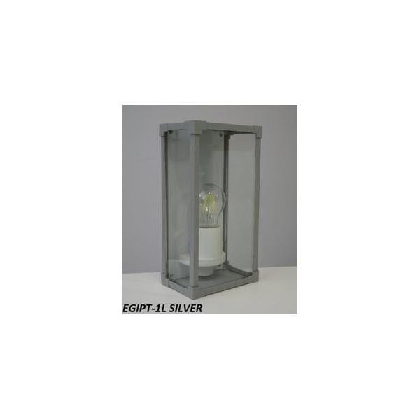 EGIPT - Modern Silver Rectangular Exterior 1 Light Wall Bracket With Clear Glass Lens - IP44 Florentino
