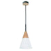 FINN - Medium Cone Blonde Wood 1 Light Pendant With Frosted Glass CLA