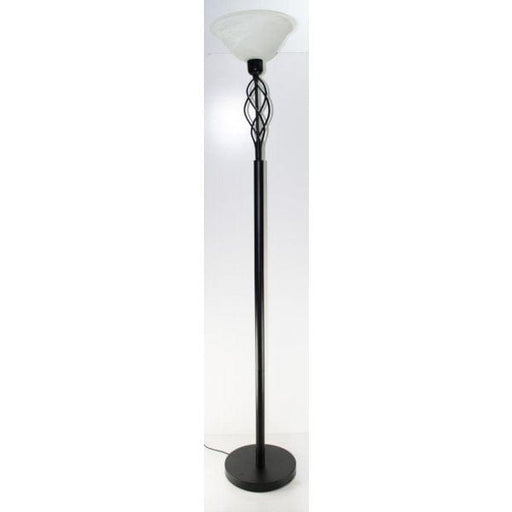 NEBRASKA - Traditional Black 1 Light Uplighter Floor Lamp With Alabaster Glass Toongabbie