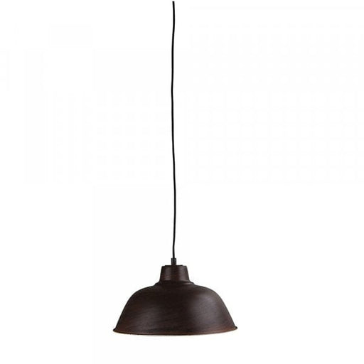 FORGE - Small Faux Rust Painted Finish Metal Industrial Style 1 Light Pendant With Inner White Shade Oriel