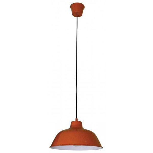 FORGE - Small Modern Orange Metal Industrial Style 1 Light Pendant With Inner White Shade Oriel