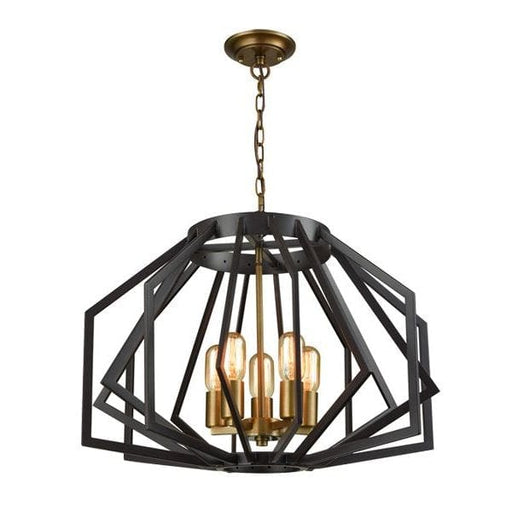 GAMBA - Antique Brass & Oiled Bronze 5 Light Pendant CLA