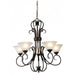 GASTON - - Traditional Brown Coloured 5 Light Pendant With Upward Facing Frosted Glasses  OL65705BZ Oriel