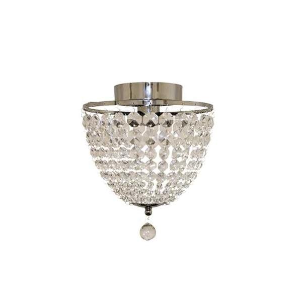 GRACE - Elegant Round Chrome 1 Light DIY Ceiling Fixture With Clear Beads Telbix