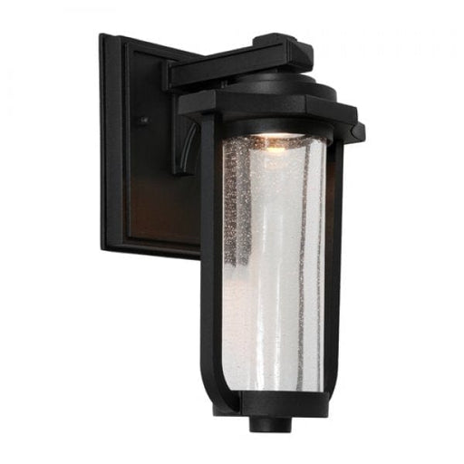 HARTWELL Black 7W Warm White Exterior IP44 Wall Light with Stippled Glass (Built-in LED Included) Cougar