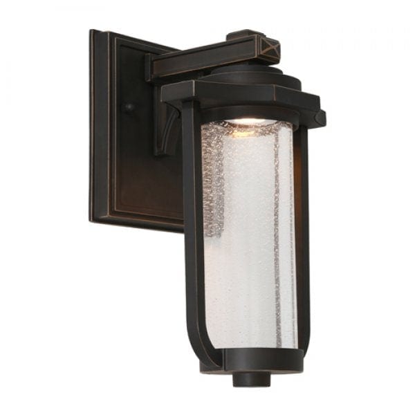 HARTWELL Bronze 7W Warm White Exterior IP44 Wall Light with Stippled Glass (Built-in LED Included) Cougar