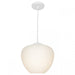 HELENA Small White Frosted Glass 1 x E27 Pendant with White Metalware Cougar