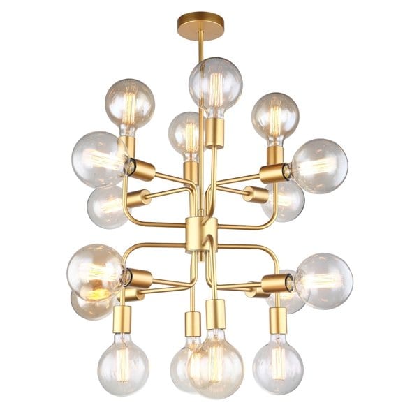 HEXADE - Stunning Large Matt Gold Abstract 16 Light Pendant On Rod Suspension CLA