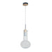 HOLBECK - Modern Small Rounded Shaped Clear Glass 1 Light Pendant With Timber Highlights 200mm Oriel