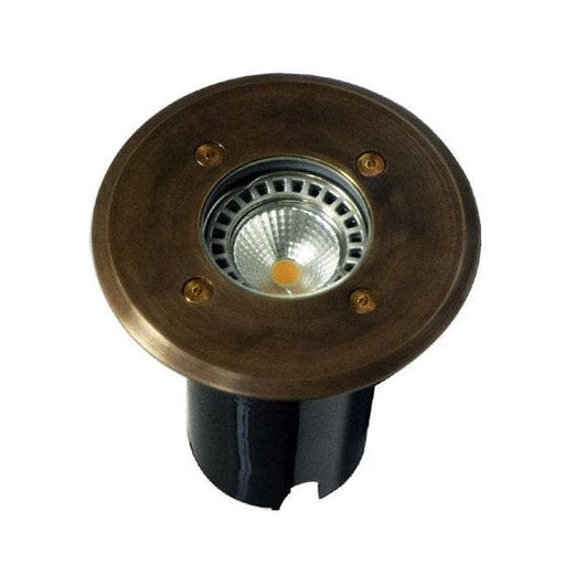 INGROUND - Large Round Low Voltage Aged Brass Inground Light - IP67 CLA