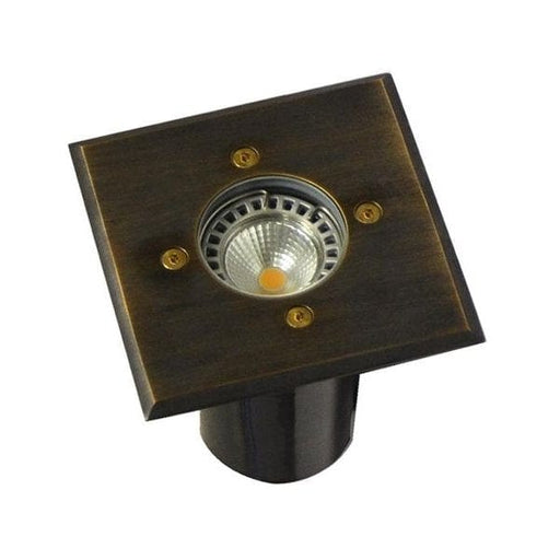 INGROUND - Large Square Low Voltage Aged Brass Inground Light - IP67 (Globe Not Included CLA