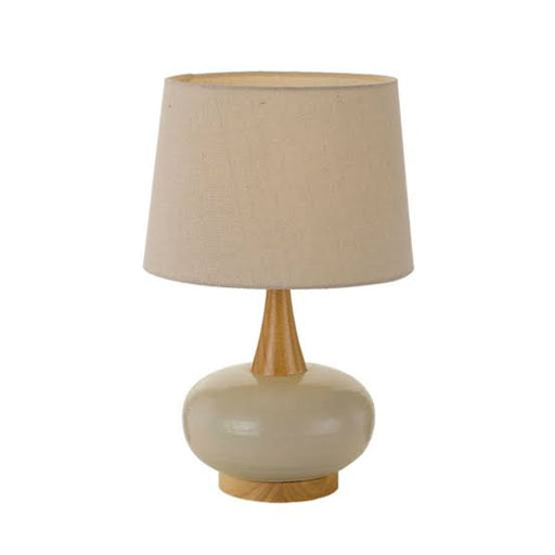 White/Oak Look BaseTable Lamp With Cream Shade - Arl