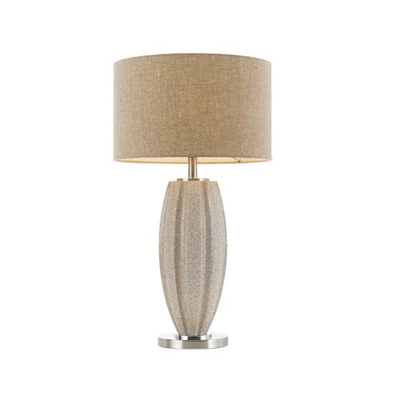 Cream/Nickel Base Table Lamp With Beige Shade - Axis