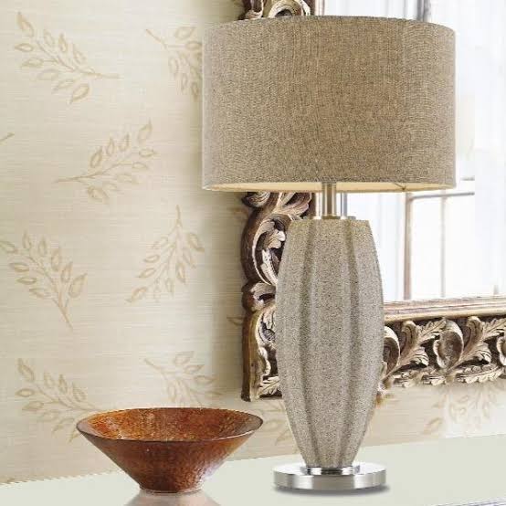 AXIS - Modern Cream/Nickel Base Table Lamp With Beige Shade Telbix