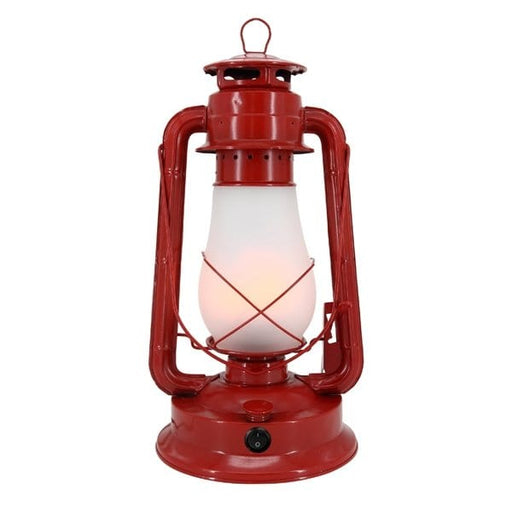 KEROSIN - Decorative Replica Kerosene Style Glossy Red Coloured Rechargeable Battery Operated Table Lamp - Fire Affect Lamp Included CLA