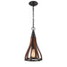 KHALEESI - Elegant & Stylish Small Oak Dark Red Wood 1 Light Pendant Featuring Oil Bronze Hardware CLA