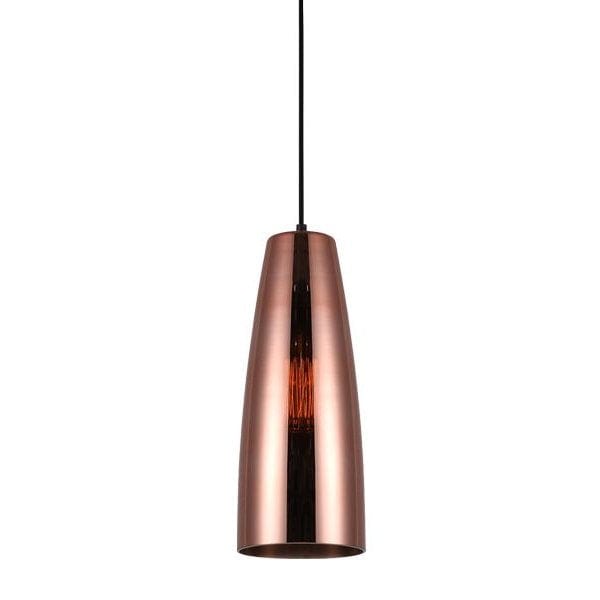 LAMINA - Copper Coloured Smoked Glass With Silver Internal Flat Top Ellipse 1 Light Pendant CLA