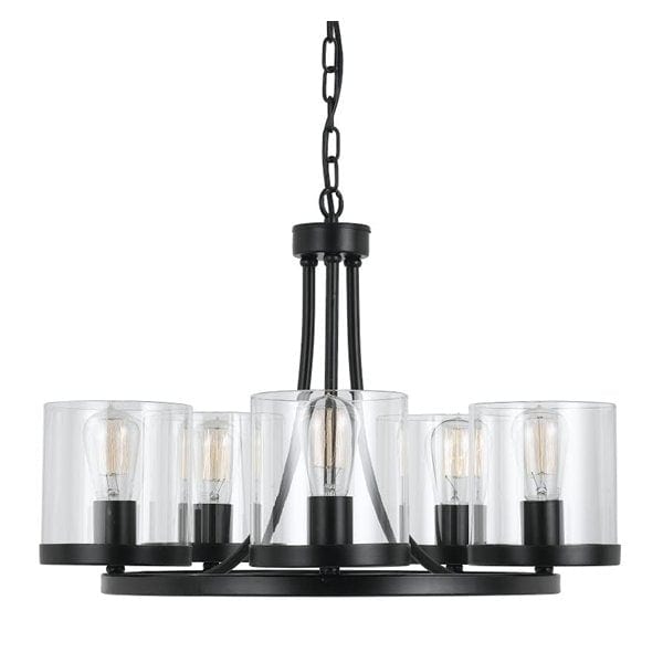 LARGO - Modern Oil Bronze 8 Light Pendant, Clear Glass Shades - Complete With Carbon Filament Globes Telbix