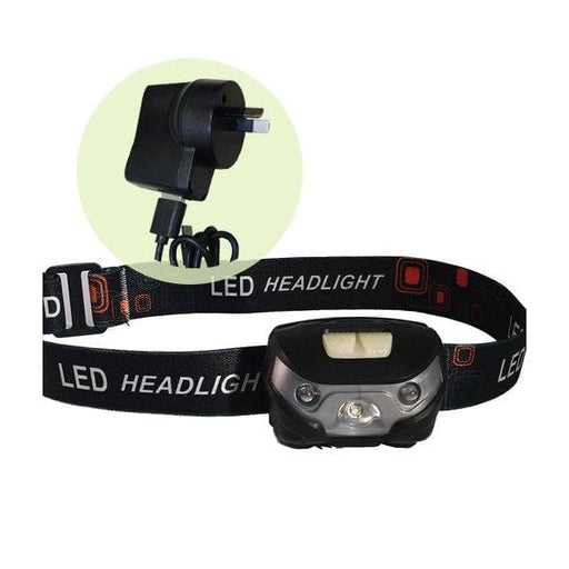 HEADTORCH - Black 3W Rechargeable Ultra Bright Head Torch - IP44 CLA