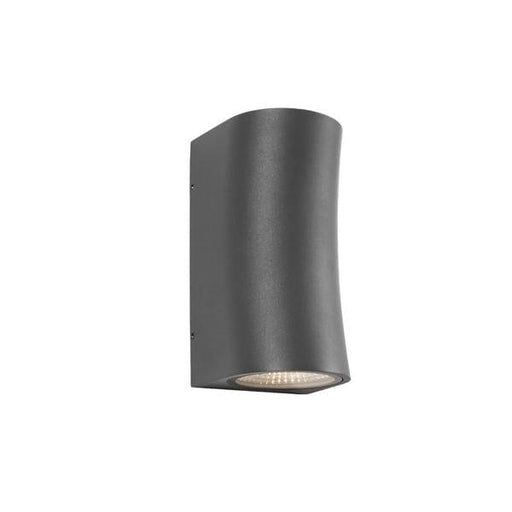 LISBON - Modern Curved Charcoal 2 x 5W Warm White LED Exterior Up/Down Wall Light - IP54 Cougar