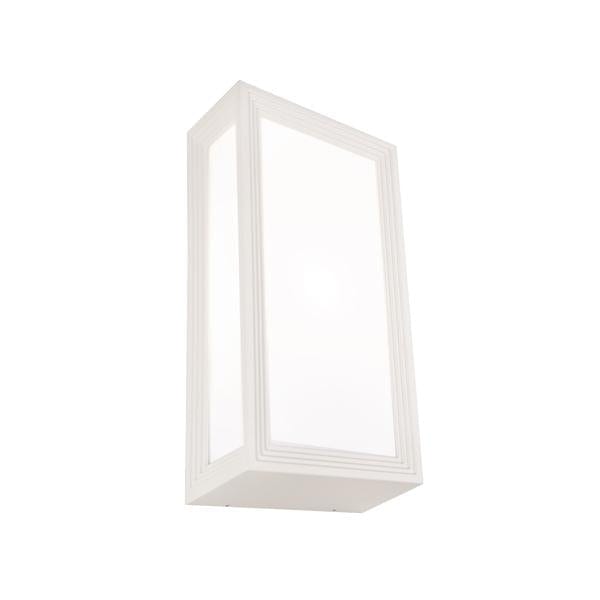 LYON - Modern White 1 Light Rectangular Exterior Wall Light With Opal Acrylic Lens IP54 Cougar