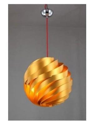 MADISON - Small Modern Gold Metal 1 Light Pendant Featuring Red Suspension - 350mm Florentino