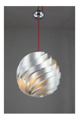 MADISON - Large Modern Silver Metal 1 Light Pendant Featuring Red Suspension - 450mm Florentino