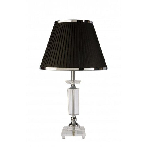MAGILL - Elegant Crystal Base 1 Light Table Lamp Featuring Black Fabric Shade Florentino