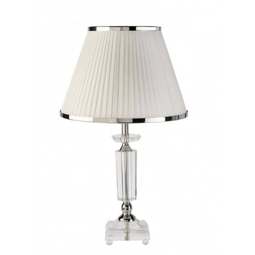 MAGILL - Elegant Crystal Base 1 Light Table Lamp Featuring White Fabric Shade Florentino