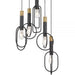 MARVIN - Stunning Antique Black 5 Light Pendant Cluster Featuring Gold Highlights Telbix