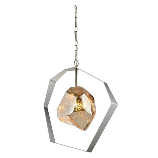 METEORA - Stylish Stainless Steel Pendant With Modern Glass Inner Shade CLA