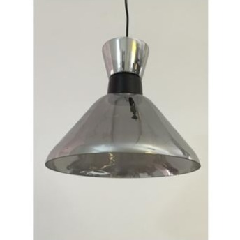 MIRANDA Elegant Black Smoked Glass 1 Light Pendant On Cord