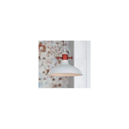 ARVIK - Stunning Matt White Dome 1 Light Pendant With Copper Plated Highlight - 360mm CLA