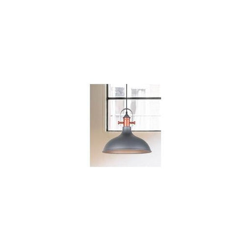 ARVIK - Stunning Matt Grey Dome 1 Light Pendant With Copper Plated Highlight - 360mm CLA