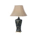 NASHI 40 - Large 1 Light Antique Brass & Dark Blue Base Table Lamp With Taupe Shade Telbix