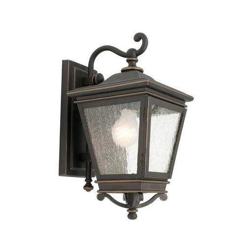 NOTTINGHAM - Traditional Bronze Exterior Coach Wall Light Featuring Clear Stripped Glass Panels - IP43 Cougar
