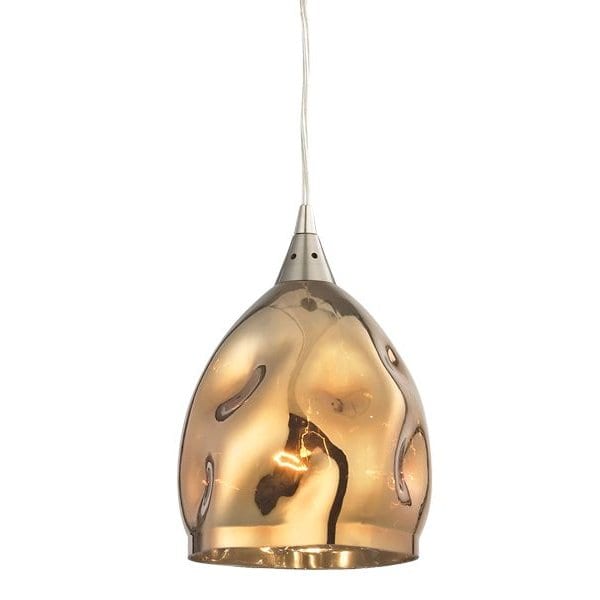 ORDITO - Plated Gold 1 Light Glass Shade Pendant With Chrome Metalware CLA