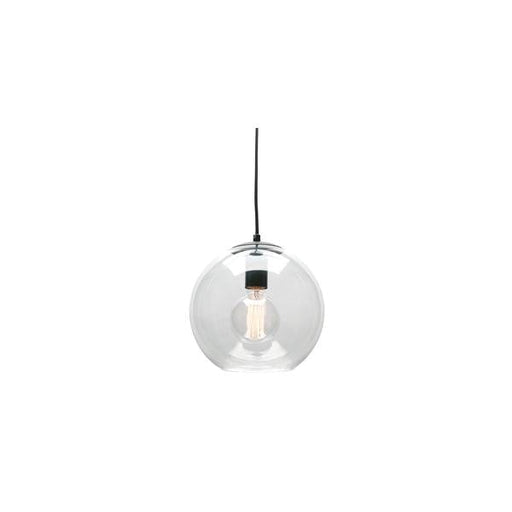 ORPHEUS - Small Clear Glass 1 Light Pendant With Black Cloth Cord Cougar