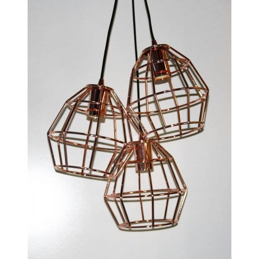 CAGE - Stunning Polished Copper Caged 3 Light Drop Pendant Toongabbie