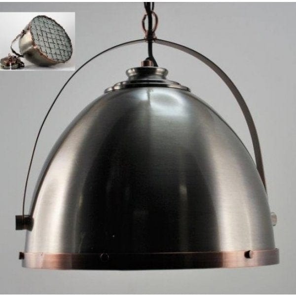 NAVAGATION - Modern Large Black Nickel/Antique Copper 1 Light Pendant With Grilled Glass Diffuser Toongabbie