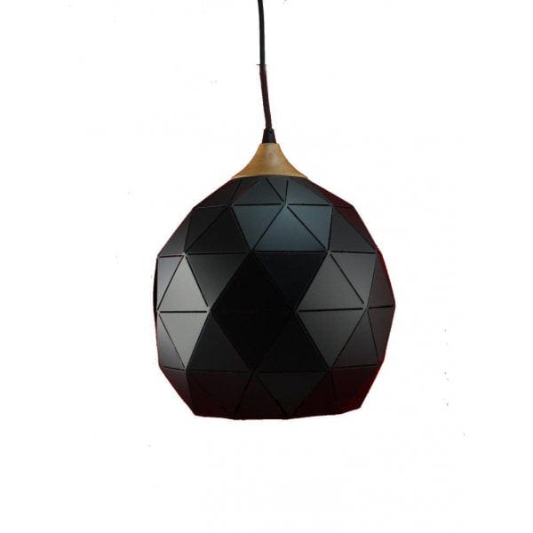 P1750 Small Black Geometric Design 1 x E14 Pendant Light with Real Timber Highlight Toongabbie