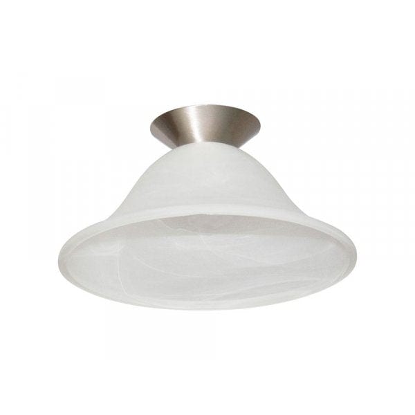 PANA - Traditional Alabaster 300mm 1 Light DIY Ceiling Fixture With Both Antique Brass & Brushed Chrome Metalware Oriel