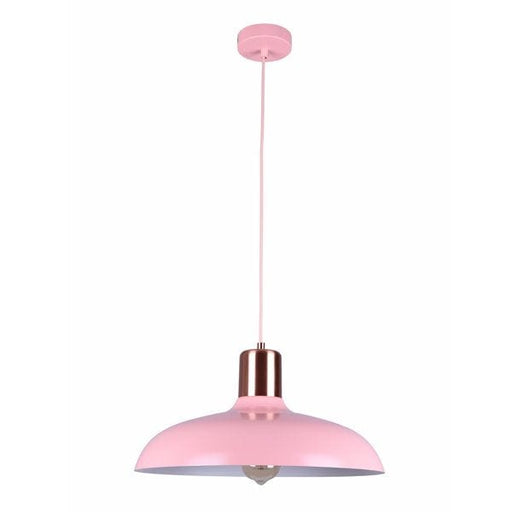 PASTEL10 PENDANT L Matte PINK DOME with Copper Lampholder Cover OD400mm x H216mm 3m cable WTY 1YR CLA