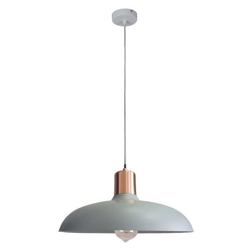 PASTEL11 PENDANT L Matte GREY DOME with Copper Lampholder Cover OD400mm x H216mm 3m cable WTY 1YR CLA