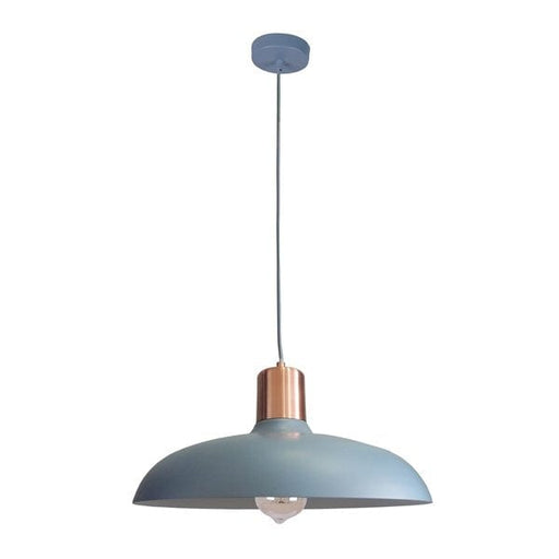 PASTEL13 PENDANT L Matte BLUE DOME with Copper Lampholder Cover OD400mm x H216mm 3m cable WTY 1YR CLA