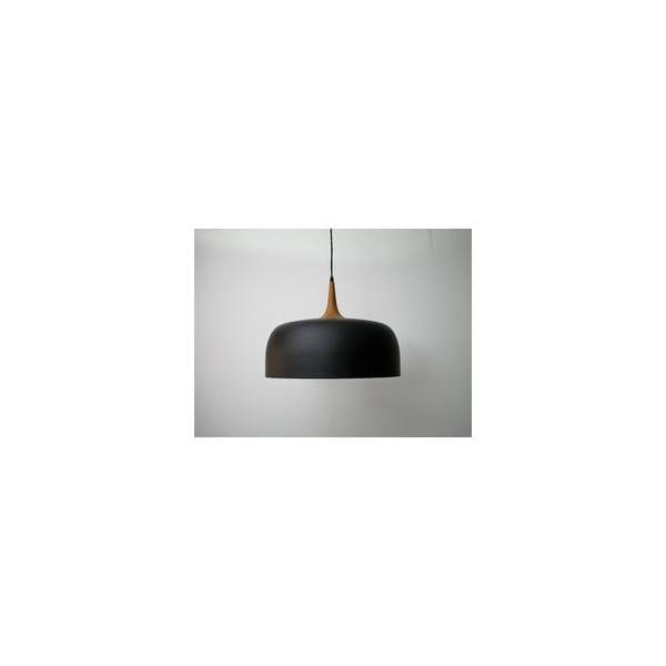 RAVENNA - Large Black Dome 1 Light Pendant Featuring Timber Look Highlight Florentino