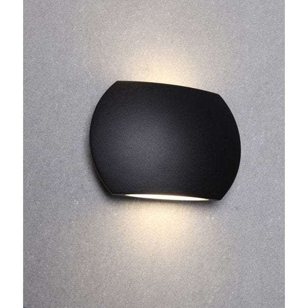 REMO - Modern Black Curved 6.8W Warm White LED Up/Down Exterior Wall Bracket - IP54 CLA