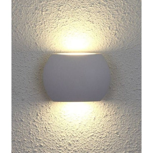 REMO - Modern Sand White Curved 6.8W Warm White LED Up/Down Exterior Wall Bracket - IP54 CLA