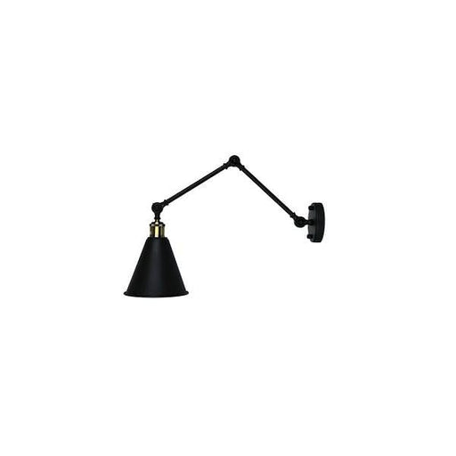 ROXBURY - Modern Matt Black Adjustable 1 Light Interior Wall Bracket Featuring Antique Brass Highlights Oriel